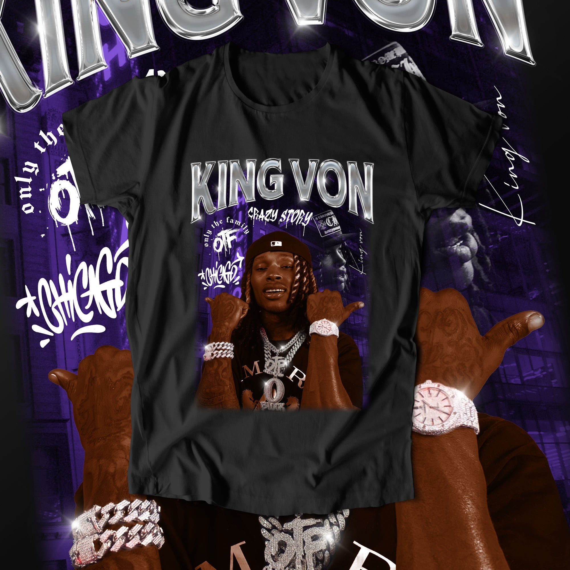 Crazy Story King Von Tee - Black  Fashion Nova, Screens Tops and