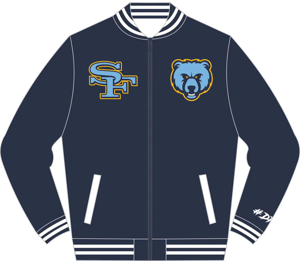 SF Navy Blue Wool Letterman Jacket