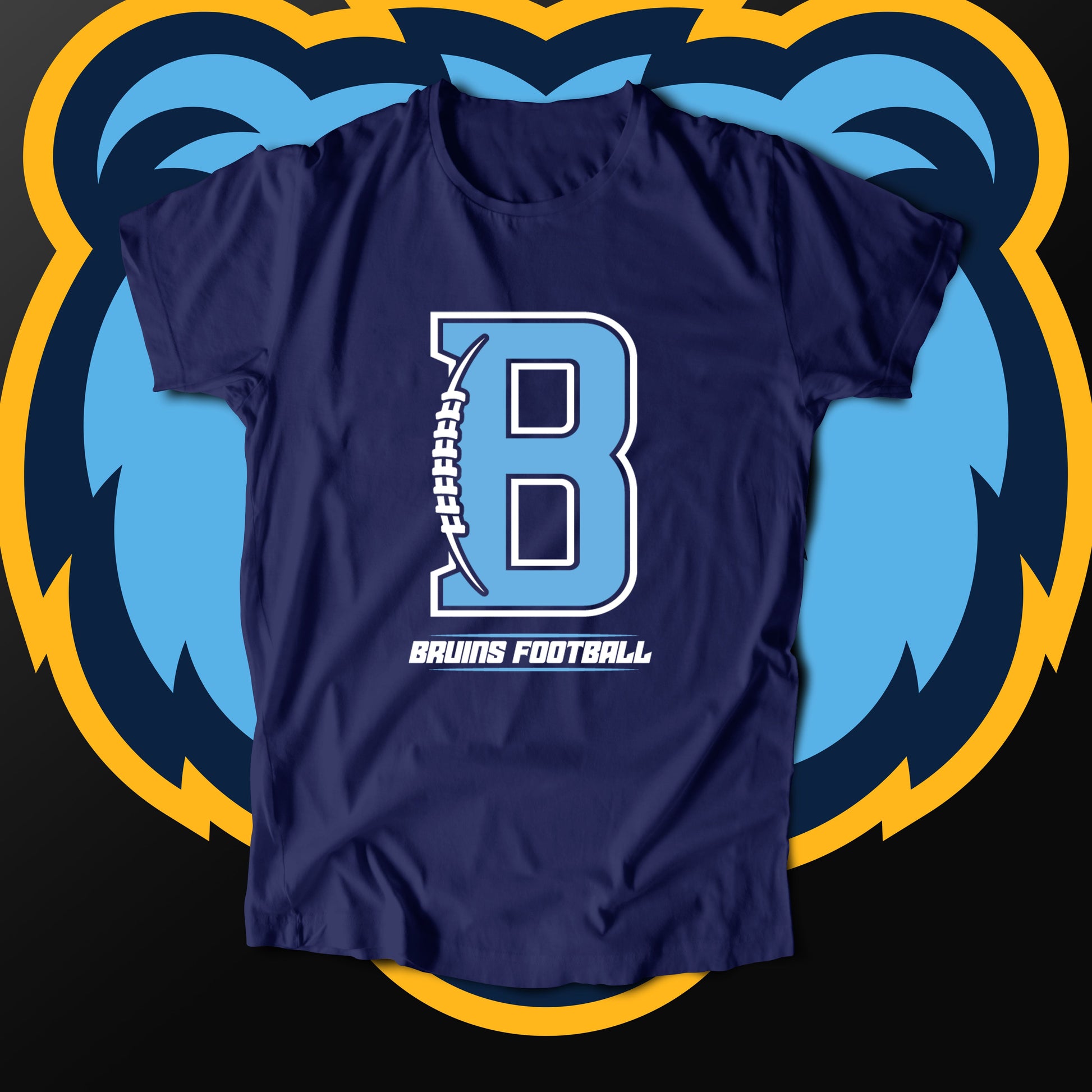 Bruins "B" Football (T-Shirt)-DaPrintFactory