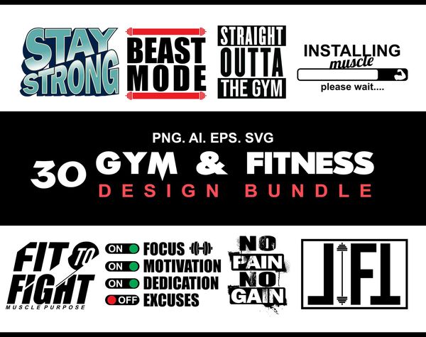 30 Gym & Fitness Design Bundle-DaPrintFactory