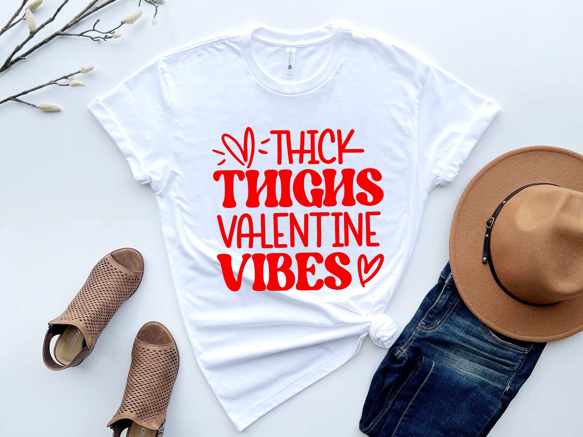 Thick Thighs Valentine Vibes (T-Shirts)-DaPrintFactory